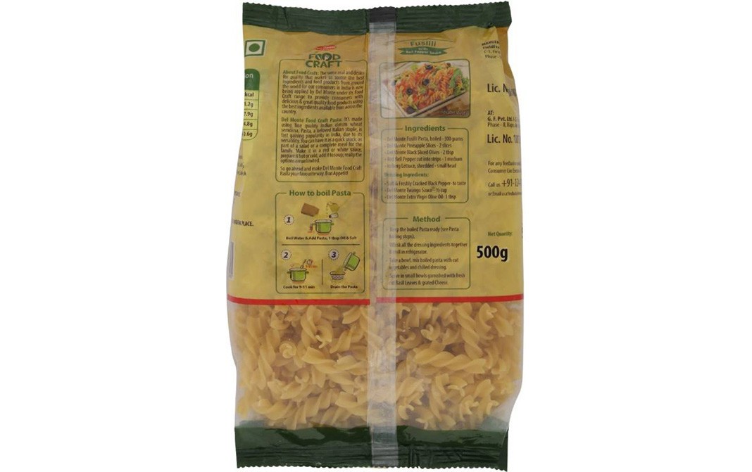 Del Monte Food Craft, Fusilli Pasta   Pack  500 grams
